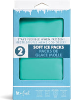 Fit & Fresh Cool Coolers 2 Pack Soft Ice for Lunch Bags, Flexible Stretch Nylon, Durable, Reusable Lunch Box Ice Packs, Ice Packs for Lunch Boxes, Reusable Freezer Packs, Easy to Clean, Teal