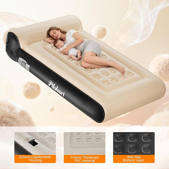 Queen Air Mattress Full with Built in Pump for Camping 16" High Speed Inflatable Mattress Inflation Completed in 3 Minutes, Luxury Blow up Mattress Comfort Flocked Airbed for Guest,Home