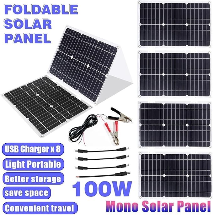 100W Solar Panel Kit with 4000W/6000W DC 12V to AC 220V/110V Inverter and 50A Controller, Complete Solar System for Home and Outdoor Power Generation(300W,12v-110v)