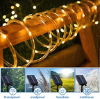 ANJAYLIA 66FT 200 LED Solar Rope Lights Outdoor Waterproof, Solar Powered Rope String Light with 8 Mode & Timer Remote, for Outdoor, Patio, Garden, Camping, Holiday & Christmas Décor Warm White