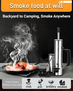 Cold Smoke Generator for Any Grill - 304 Stainless Steel Smoker Tube, Double Tube to Cut Tar for Non Greasy Taste, Anti Scald Handle for Camping/Backyard BBQ Best Gifts for Men Dad Husband BBQ Lovers