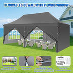 Yesker 10x20 Pop Up Canopy Tent with Sidewalls Instant Outdoor Canopy, Waterproof & UV Protection, Easy Setup Adjustable Height Heavy Duty Shelter Gazebo Tent for Patio Backyard Party Events, Gray