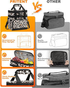 Lunch Box For Men Women Double Deck Insulated Lunch Bag For Men Woman Leakproof Expandable Cooler Bag with Adjustable Shoulder Strap for Kids Shool Work Picnic Camping(Leopard,Large)