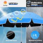 Umbrella 360°Adjustable Protection Stroller, 48.8" beach chair umbrella with clamp, high UV protection. 3 Adjustable areas 180°+360° for fishing, golf, beach, camping (chair not included)