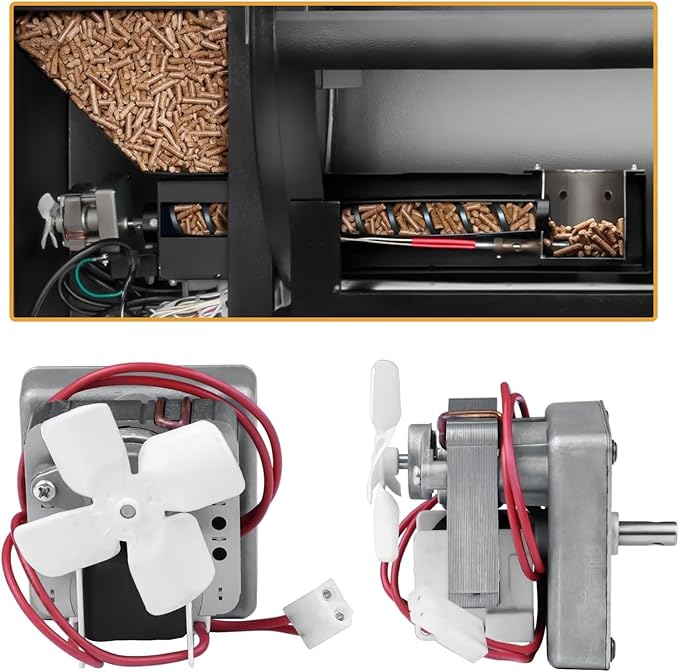 Upgraded 2.0RPM Auger Motor Replacement Parts Compatible with Traeger, Pit Boss, Camp Chef Wood Pellet Grills Smokers, AC120V 60Hz 2 Pole Universal Feeding Gear