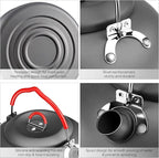 Alocs 1.4L Kettle Teapot, Portable Camping Coffee Pot, Hard-Anodized Aluminum Camping Kettle, Compact Tea Kettle for Stove Top, Outdoor, Hiking, Camping, Picnic and Traveling