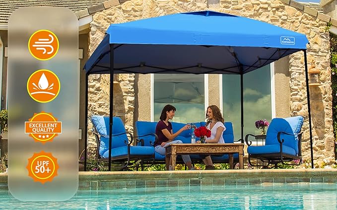 KAMPKEEPER 10x10 Pop Up Commercial Canopy Tent - Waterproof & Portable Outdoor Shade with Adjustable Legs, Air Vent, Carry Bag & Sandbags (Light Blue)