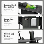 Heavy Duty Folding Chair 500LB Capacity, Oversized Camping Chairs with Cup Holder, Cooler Bag & Storage Pouch, Double-Layer Fabric, Outdoor Chairs for Sports, Lawn Chairs (1, Black Grey, Oversized)