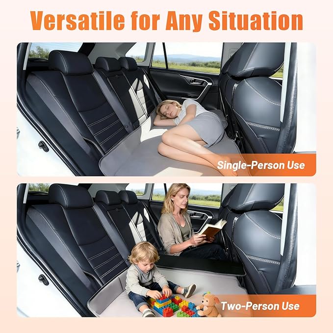 Car Bed Backseat for SUV, Car Camping Bed Platform | Folding Mattress, Eco-Friendly Flocking Portable Travel Platform, No-Inflation Foldable Backseat Mattress, Camping Essentials for Sleeping, Gray