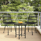 Patio Chairs 2 pcs Black ,Coffee Chair,Study Chair,Camping Chair,Barbecue Chairs,Bistro Chair,Lawn Chairs,Balcony Chairs,for Outdoor,Fire Pit,Deck,Lawn,Outside,Garden,18.9"x24.4"x33.1" PE Rattan