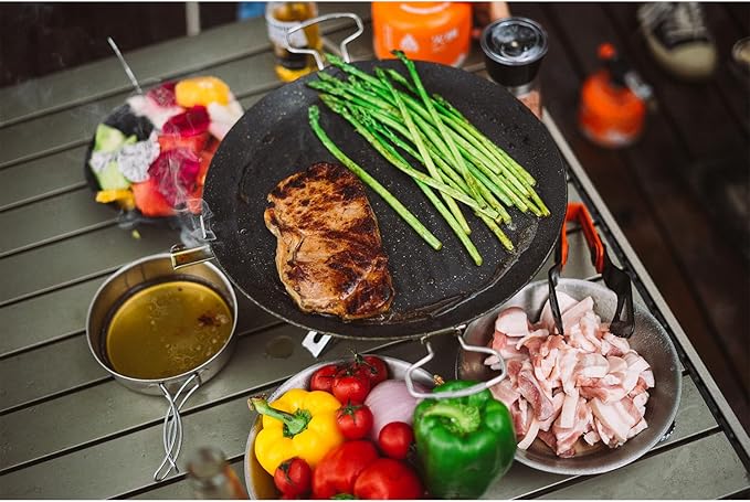 Fire-Maple Camping Griddle Plate | Nonstick Outdoor Portable Grill Pan for Stovetop | BBQ Gas Griddle Pan for Camping Stove Ridged Surfaces 31 X 31cm