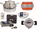 CanCooker Camping Cookware Outdoorsman Kit | Portable Multifuel Stove, Steam CanCooker Jr, Pot Rack, 9 x 19 Plank, & Black Handle Covers