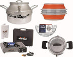 CanCooker Camping Cookware Outdoorsman Kit | Portable Multifuel Stove, Steam CanCooker Jr, Pot Rack, 9 x 19 Plank, & Black Handle Covers