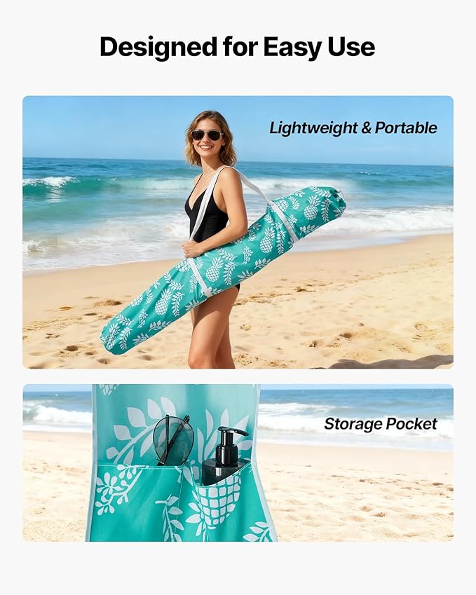 VEVOR Beach Cabana, 6 x 6 ft Beach Canopy with Side Wall, UPF 50+ Protection Easy Setup Cabana Tent with Sand Pockets, Large Portable Shade Sun Shelter, Outdoor Umbrella for Whole Family & Friends