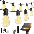 Minetom 34FT Solar String Lights Outdoor Waterproof, 9 LED S14 Shatterproof Bulb, Patio Lights with Remote Type-C Port Timable, 3 Light Modes Dimmable Solar String Lights for Outside, Yard, Camping