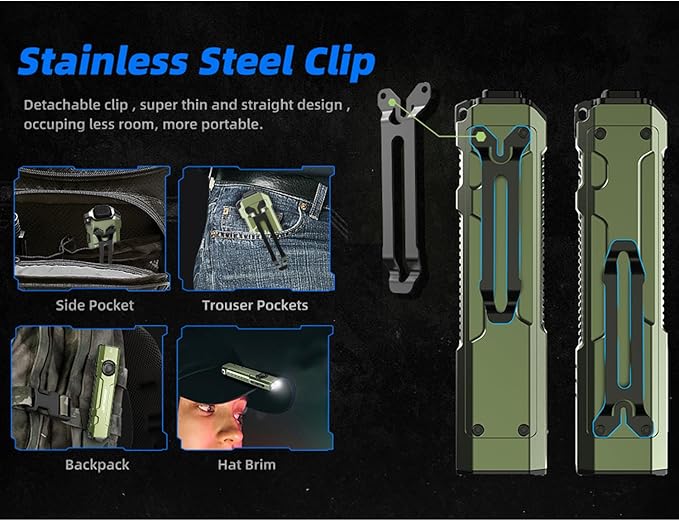 JETBeam E26 Rechargeable EDC Flat Flashlight 4 Constant Brightness Modes+Strobe+1300mW UV+Green Beam Combo,2000 Lumens Portable Pocket Lights,IPX-8,Triple Sources for Outdoors,Emergency,Working