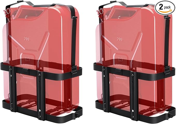 2 Pack Upgrade Jerry Can Mounting Holders, 5 Gallon (20 Liter) Black Double Lockable Jerry Gas Can Holder Racks
