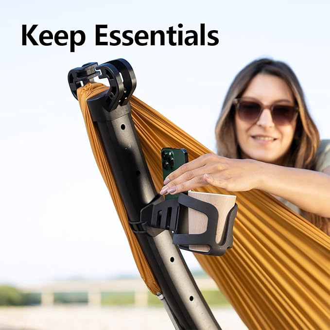 anymaka Fast Set-up in 3 Seconds Adjustable Portable Aluminum Alloy Hammock Stand for Outside with Chair Mode & Lounge Mode up to 105'' - 550 LBS Capacity - Compact & Portable & Stable on Any Terrain