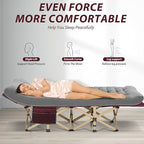 Folding Camping Cot for Sleeping, Portable Cots for Adults, Heavy Duty Cot Bed 550LBS(Max Load), Extra Wider Cots with Large Pocket for Outdoor, Office, Beach