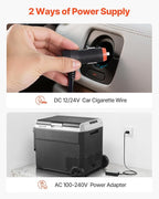VEVOR 63.4QT/60L Car Fridge, Portable Electric Cooler with Wheels and Handle, -4℉~68℉, 12/24V DC and 100-240V AC Compressor Freezer for Outdoor, Camping, Travel, RV, Black