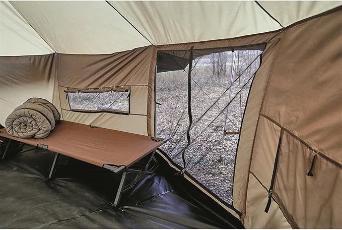 Guide Gear Base Camp Tent, Outdoor, Hiking, Hunting, Four Season Camping with Stove Jack