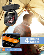 Portable Camping Fan with 20000mAh Rechargeable Battery, USB-C Battery Powered Fan for Indoor Outdoor Use, Ultra Quiet Battery Operated fan for Travel, Tent, Beach, Picnic, BBQ, Desk, Home