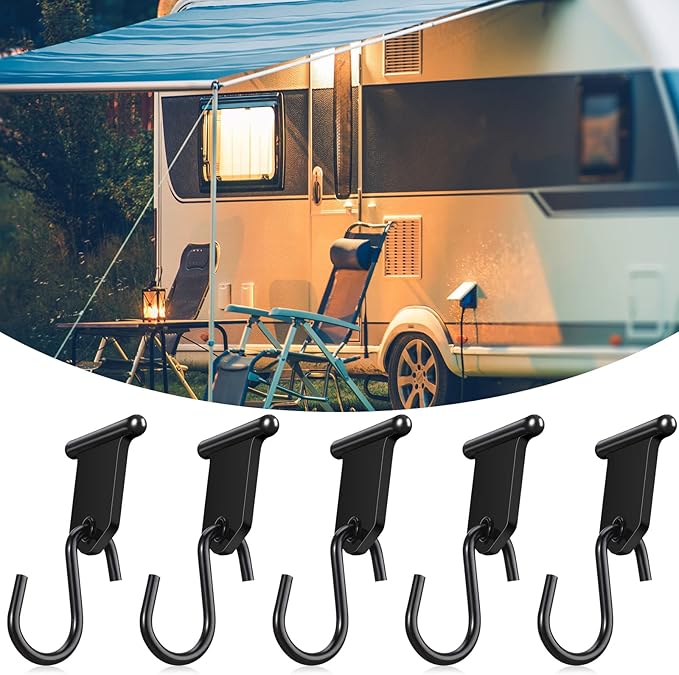 BBTO 24 Pairs Camping Awning Hooks RV Awning Accessory Hangers S Shaped Hooks Set RV Party Light Hangers for Christmas Party Camping Tent Indoor and Outdoor Supplies