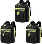 Gatycallaty First Aid Backpack - Medical Evacuation Bag - Red Emergency Lifeguard Bag for Ems Emt First Responders (Black, Pack of 3)