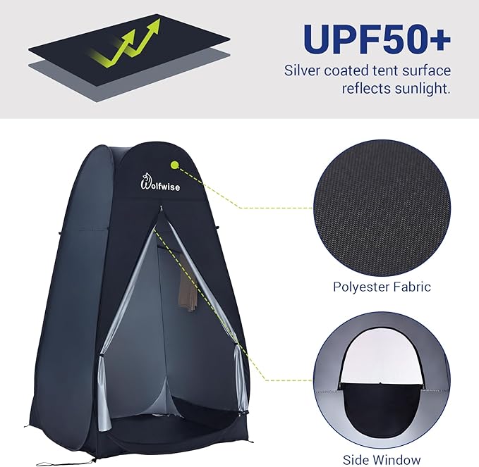 WolfWise Pop Up Changing Tent for Beach, Camping Portable Shower Tents, Outdoor Privacy Bathroom, Change Dressing Clothes Tent Pop Up Instant for Camp, Toilet, 6.2ft/6.6ft/6.9ft High