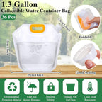 Tessco for you 36 Pcs 1.3 Gallon Collapsible Water Storage Bag Water Container Emergency Jug Plastic Storage Pouch Freezable Carrier Tank Foldable Bottle for Outdoor Sport Camping (Clear)