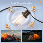 addlon 54FT(48+6) Solar String Lights Outdoor Waterproof with USB Port & Remote Control Dimmable Solar Patio Lights IP65 Solar Powered Edison LED Bulbs for Outside Bistro Camping