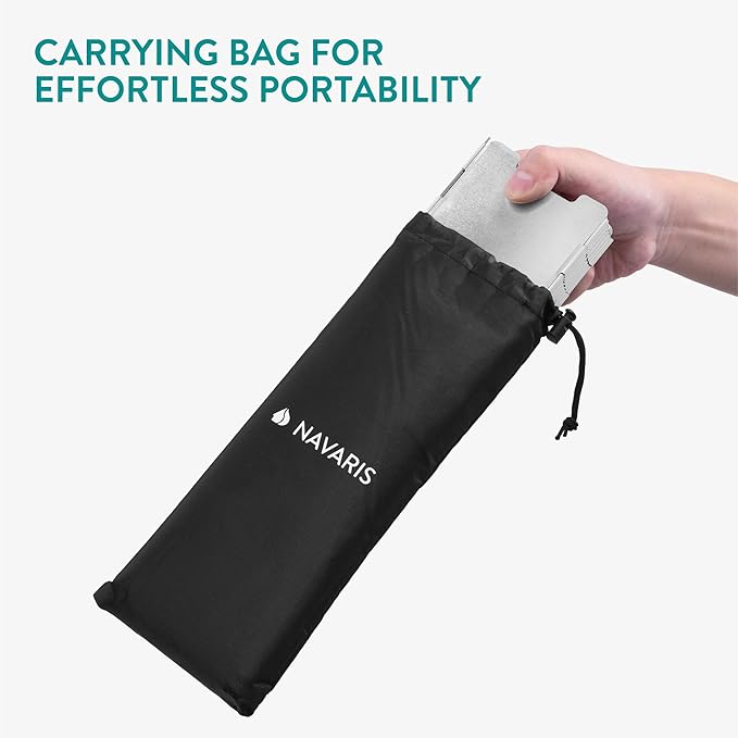 Navaris Foldable Camping Cooking Windshield 16pcs - Portable Camp Stove Windscreen Enhances Efficiency - Durable Aluminum Grill Wind Shield Blocker for Picnics BBQ & Backpacking