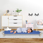 Acrimet Nap Cot for Kids, PortableToddler Child Bed, Stackable 52" L (Stainless Steel Tubes) (Blue Breathable Mesh Fabric - Gray Feet) (5 Pack)