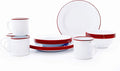 Enamelware Starter Set, 16 piece, Vintage White/Red