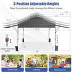 HAPPYGRILL Pop Up Canopy with Dual Awnings 10x17.6 FT, Outdoor Gazebo Shelter with Portable Wheeled Carrying Bag, Easy Setup Instant Tent for Patio Camping Picnic (Grey)