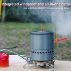 Bulin Camping Pot, 1.2L/1.5L High Efficiency Backpacking Pot Ultralight Camping Cooking Set Cookware Gear with Heat-Proof Handle & Heat Exchanger for Outdoor Picnic Hiking Travel