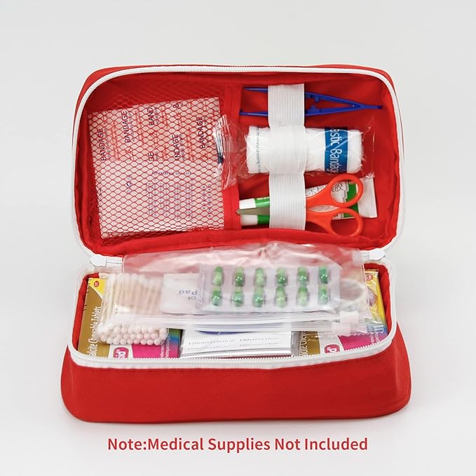 Portable Empty First Aid Kit Bag, Travel Medicine Pouch, Small Medical Bag (2 Pieces Blue)