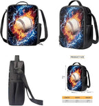 Baseball Backpack and Lunchbox Boys Sports Backpack Lightweight Trendy Kids Bookbag and Lunch Box Set Boys 4 Piece School Bag for Boys 6-7 Travel Outdoor Daypack Camping