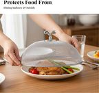 Stainless Steel Mesh Food Cover Plate Serving Cover Multifunctional,Sturdy,Utility,Portable Protector for Home Daily Use, Diameter 28 cm