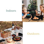 Wrova Wheat straw dinnerware set of 28 - Bowls and Plates Set for Dorm - Microwave and Dishwasher safe dish sets for kitchen,camping,indoors and out doors.Black
