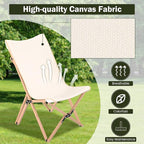 Giantex Camping Chairs 2 Pack, Folding Beach Chairs for 330lbs, Outdoor Butterfly Chair, Portable Lawn Chairs for Picnic Fishing Hiking Mountaineering, Lightweight Bamboo Frame No Assembly (Beige)