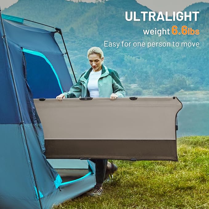 TIMBER RIDGE 20-Second Quick Set-Up Camping Cot, Lightweight Aluminum Folding Cot with Zipper Closure, Portable Carry Bag Included for Camping, Travel and Outdoors, Support up to 225lbs, Tan 2pcs