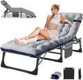 LILYPELLE Lounge Chair with Mattress, Heavy Duty Outside Lounge Chair Outdoor Portable Folding Lounge Chairs Sleeping Cots Bed for Camping, Pool, Beach, Patio