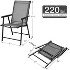 Folding Patio Chairs 4-Pack, Outdoor Camping Chairs Steel Frame Textilene Portable Beach Chairs 250lbs Capacity