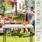 VINGLI Fold in Half Folding Fish Cleaning Table with Sink, Bi-Folding Outdoor Portable Camping Game Sink Table,Fish Fillet Cutting Table with Drainage Hose for Patio Backyard BBQ