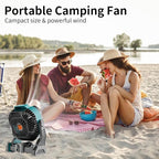 20000mAh Battery powered fan Camping essentials,Rechargeable fan Portable Battery Operated Tent with Light & Hook X26A Cyan