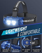 Headlamp Rechargeable 2PCS,4500L Super Bright Light Bright LED Rechargeable Headlight with White Light, Waterproof Head Lamp with Headband for Outdoor Camping, Hiking,Camping Essentials,Working