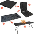 Portable 6Ft Plastic Folding Table, Heavy Duty 6ft Fold-in-Half Table with Carrying Handle, 6' Folding Utility Foldable Table for Picnic Party Camping Kitchen, Indoor/Outdoor (Black)