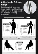 CAMPINGMOON Skottle Grill Cooking System Kit 18 inch Carbon Steel Pan Adjustable Legs Portable Camp Cooking Gear with Carry Bag (Skottle isobutane stove set GR-901)