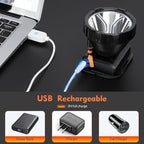 Headlamp Rechargeable - Super Bright Spotlight with 2 Modes - LED Flashlight Headlight for Camping Fishing Hiking